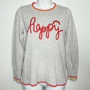 TIME AND TRU Grey Rainbow Happy Knit Sweater